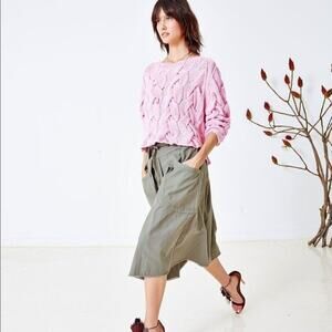 ULLA JOHNSON DINAN GREEN MIDI SKIRT TIE BELT SIZE 6 EUC